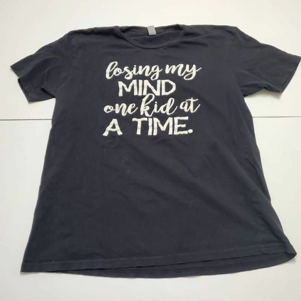 Losing My Mind One Kid At A Time Womens Cotton Heritage Graphic T-Shirt Black L